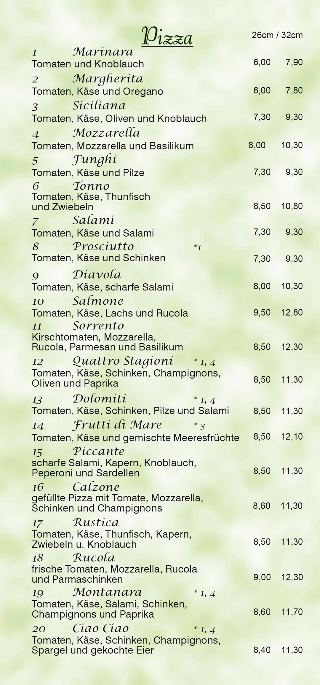 Menuekarte Lieferservice Seite 2 Dolomiti Mittweida
