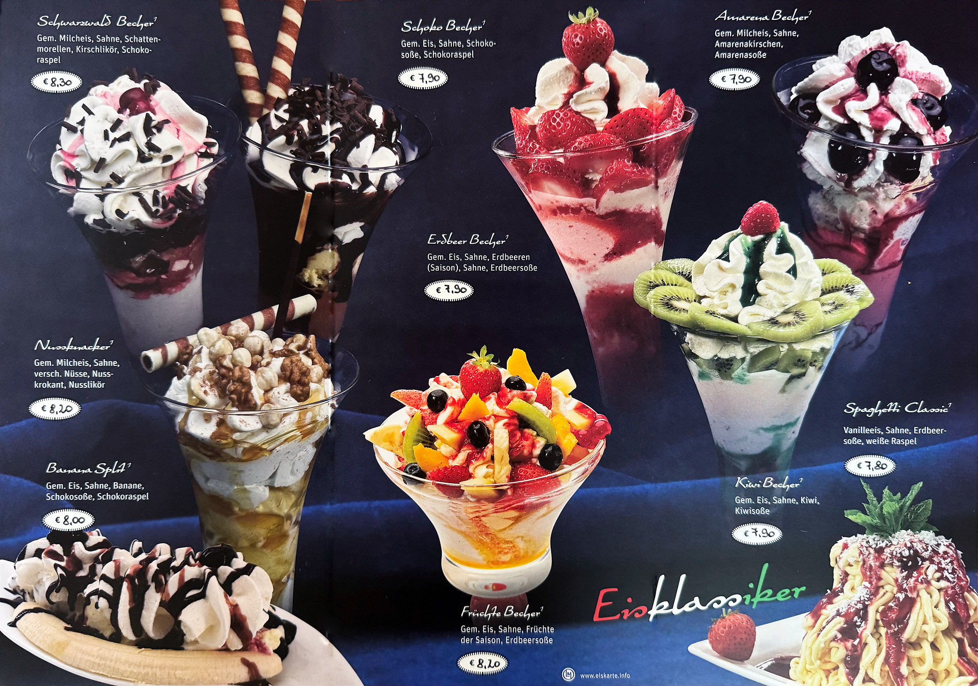Eis-Café-Bar Dolomiti: Eiskarte innen